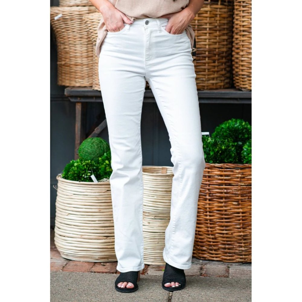 Judy Blue White HI Waist Bootcut Jeans